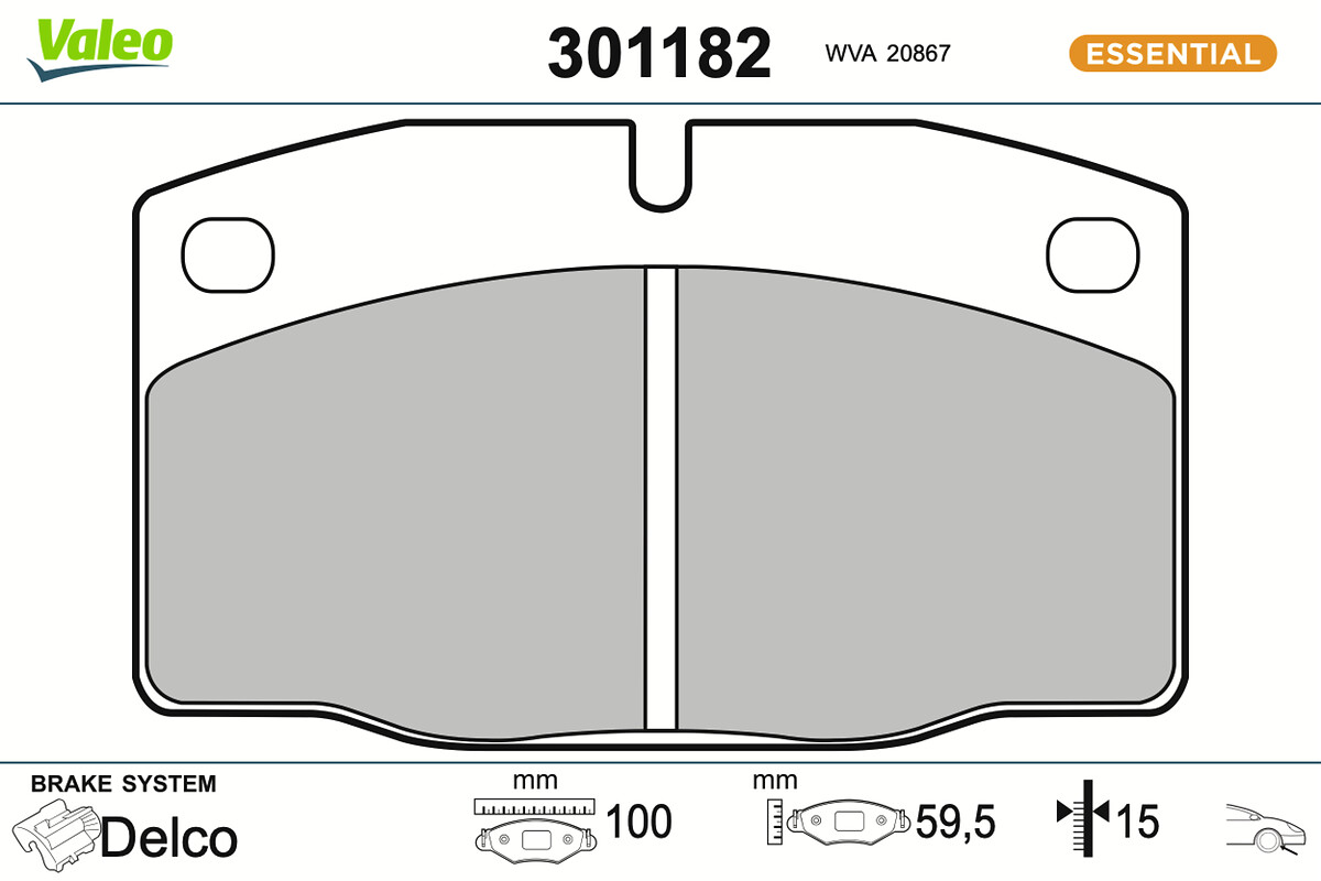 Jeu de 4 plaquettes de frein VALEO ref. 301182